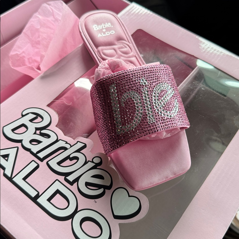 Aldo Barbie Pink Sparkling Slides